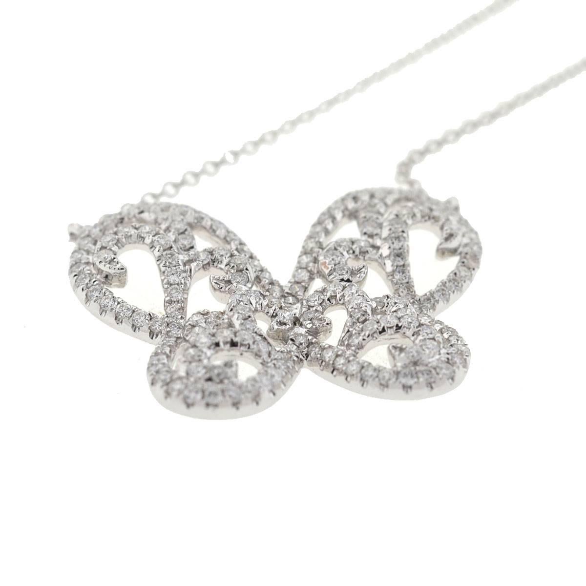 Women's 18 Karat White Gold Pave Diamond Butterfly Necklace