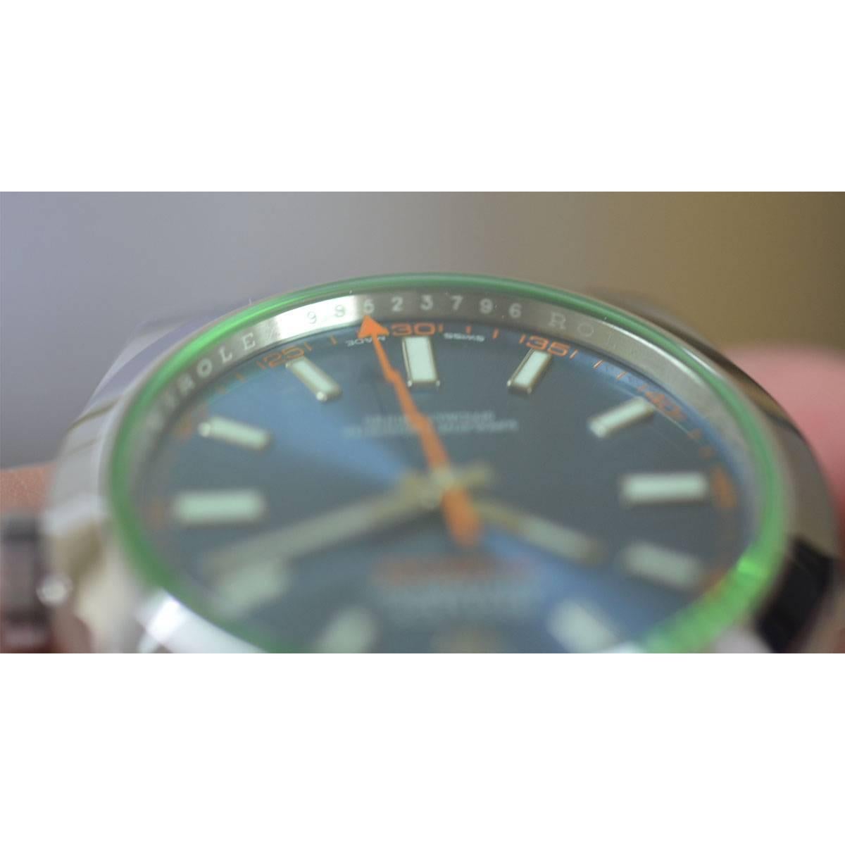 Rolex 116400 Milgauss Blue Stainless Steel Automatic Watch 6