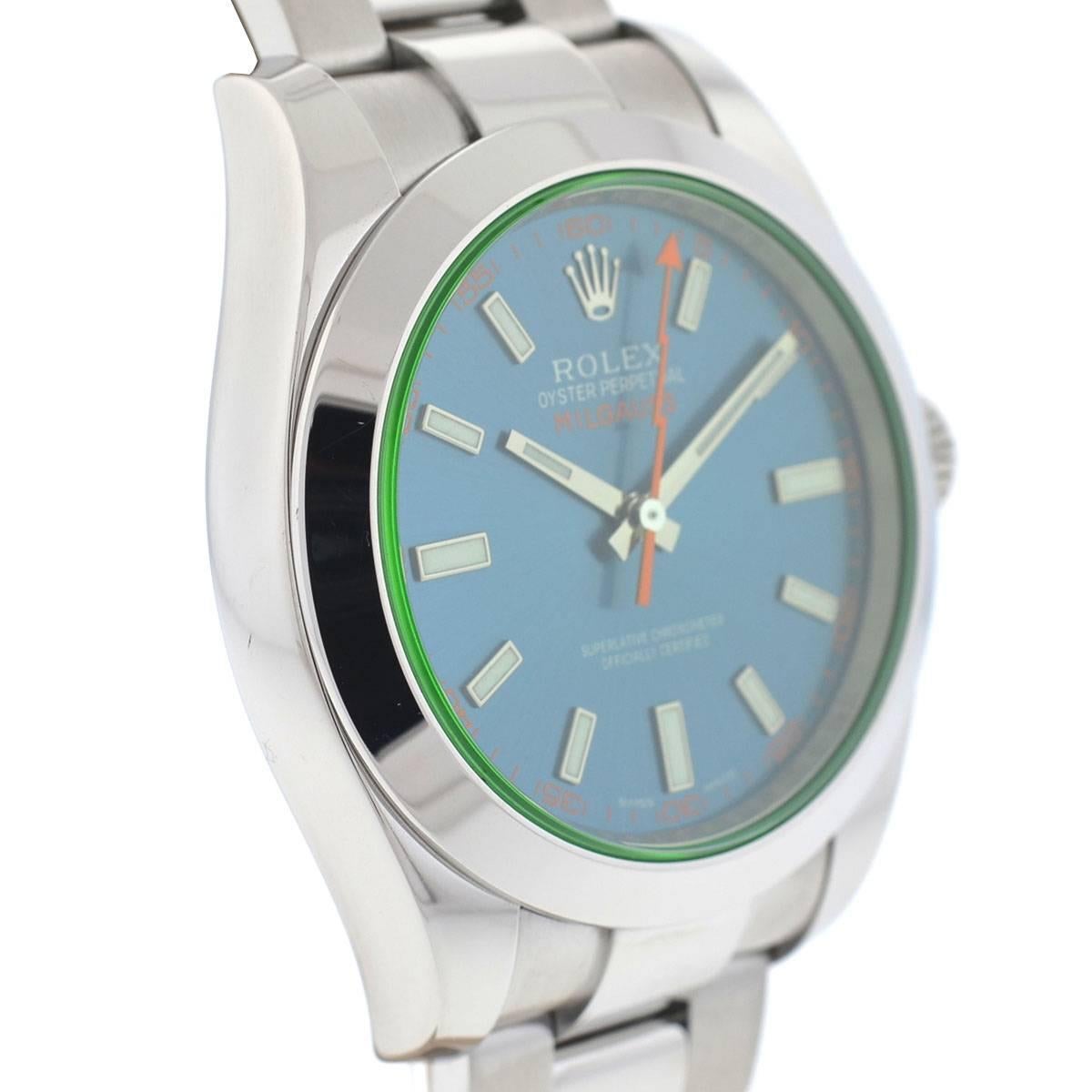 Men's Rolex 116400 Milgauss Blue Stainless Steel Automatic Watch