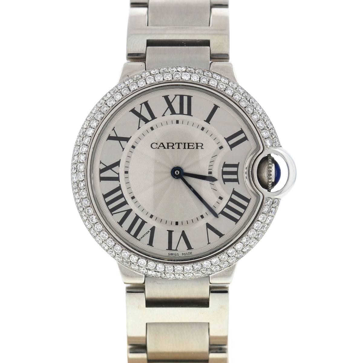 Cartier 3005 Ballon Bleu Stainless Steel Diamond Bezel Watch