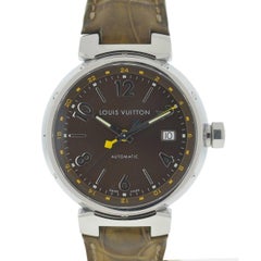 Louis Vuitton Tambour Stainless Steel Leather Strap Automatic Watch