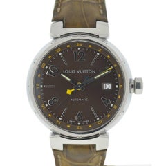 Louis Vuitton Tambour Edelstahl-Lederarmband Automatikuhr