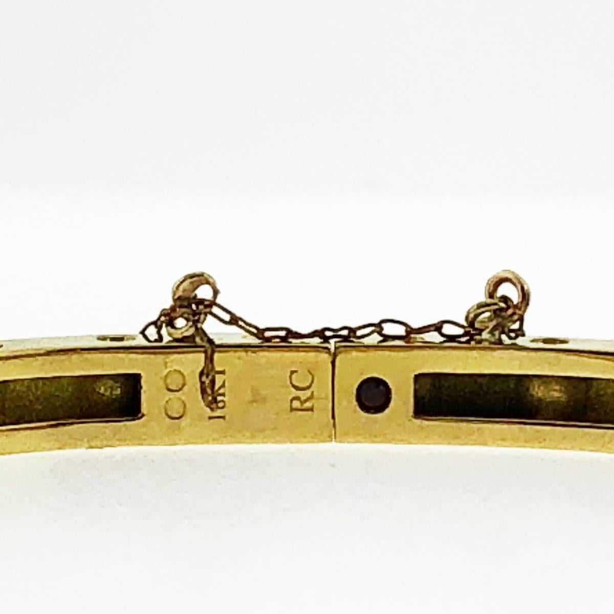 Roberto Coin Pois Moi 18 Karat Yellow Gold and Diamond Bangle Bracelet In Excellent Condition In Boca Raton, FL