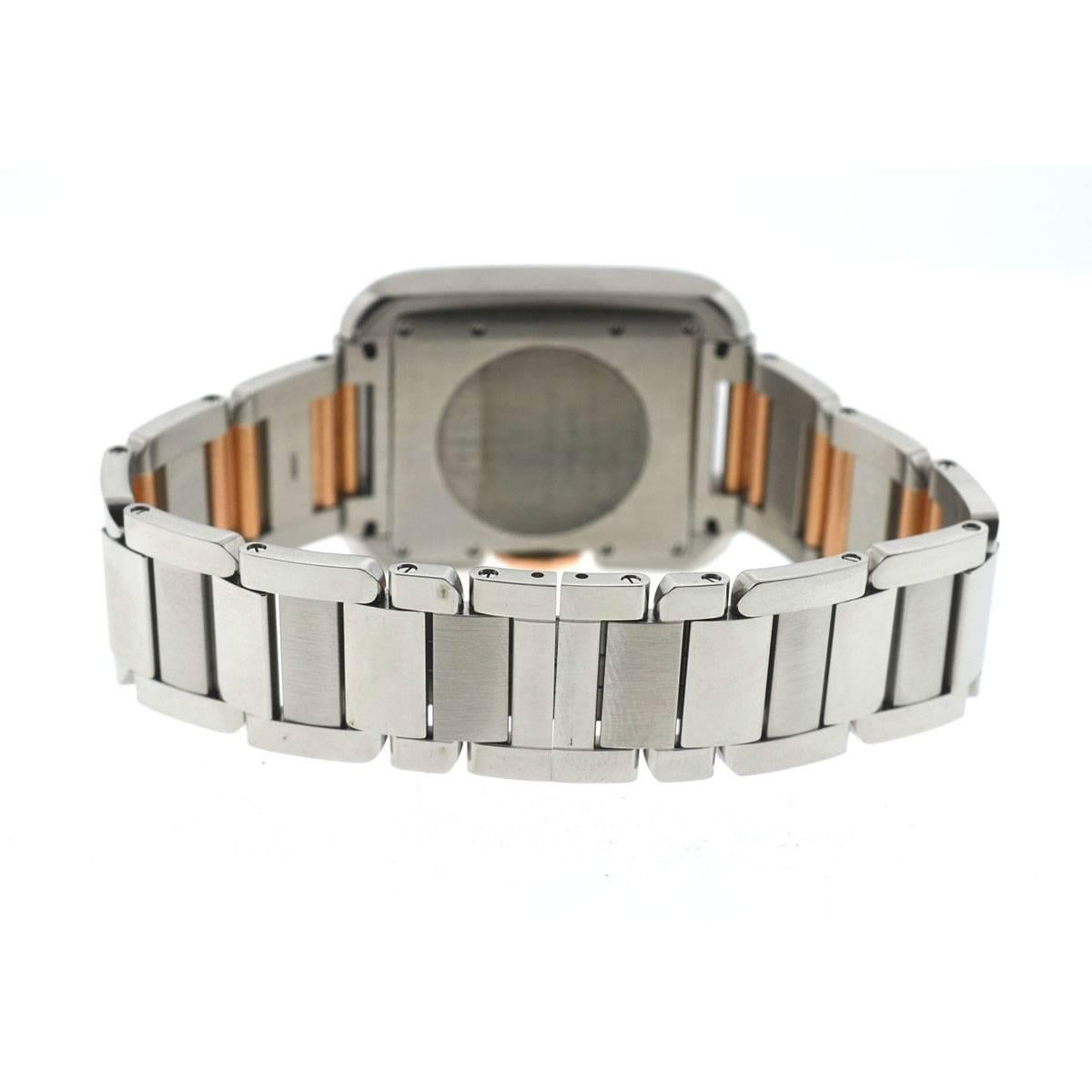 Cartier Two-Tone 3511 Anglaise Stainless Steel 18 Karat Rose Gold Watch In Excellent Condition In Boca Raton, FL