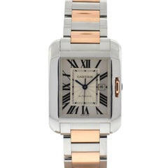 Cartier Two-Tone 3511 Anglaise Stainless Steel 18 Karat Rose Gold Watch