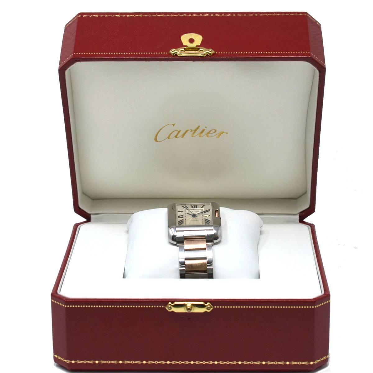 Cartier Two-Tone 3511 Anglaise Stainless Steel 18 Karat Rose Gold Watch 3