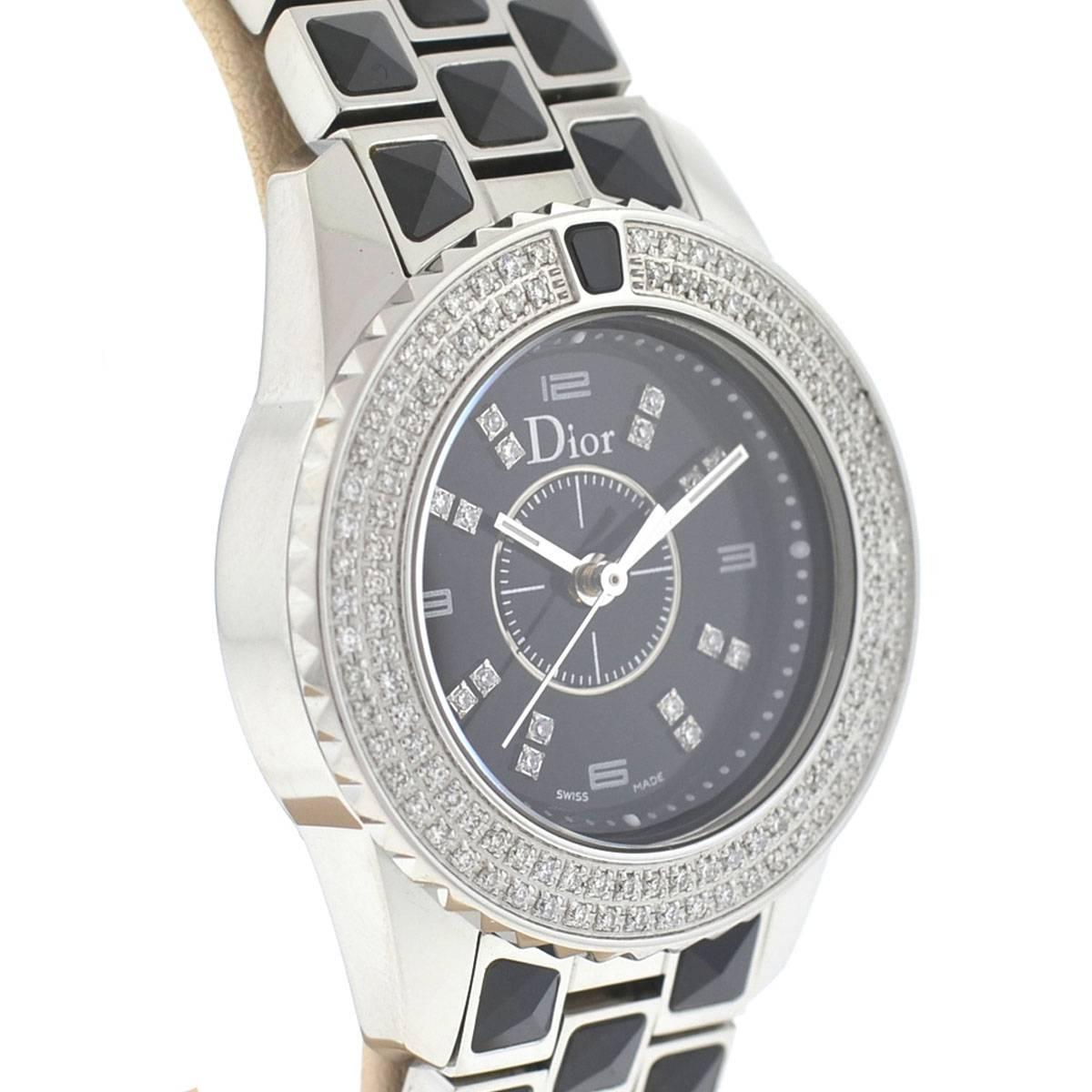 Christian Dior Christal CD112119 Diamond Bezel Ladies Watch In Excellent Condition In Boca Raton, FL