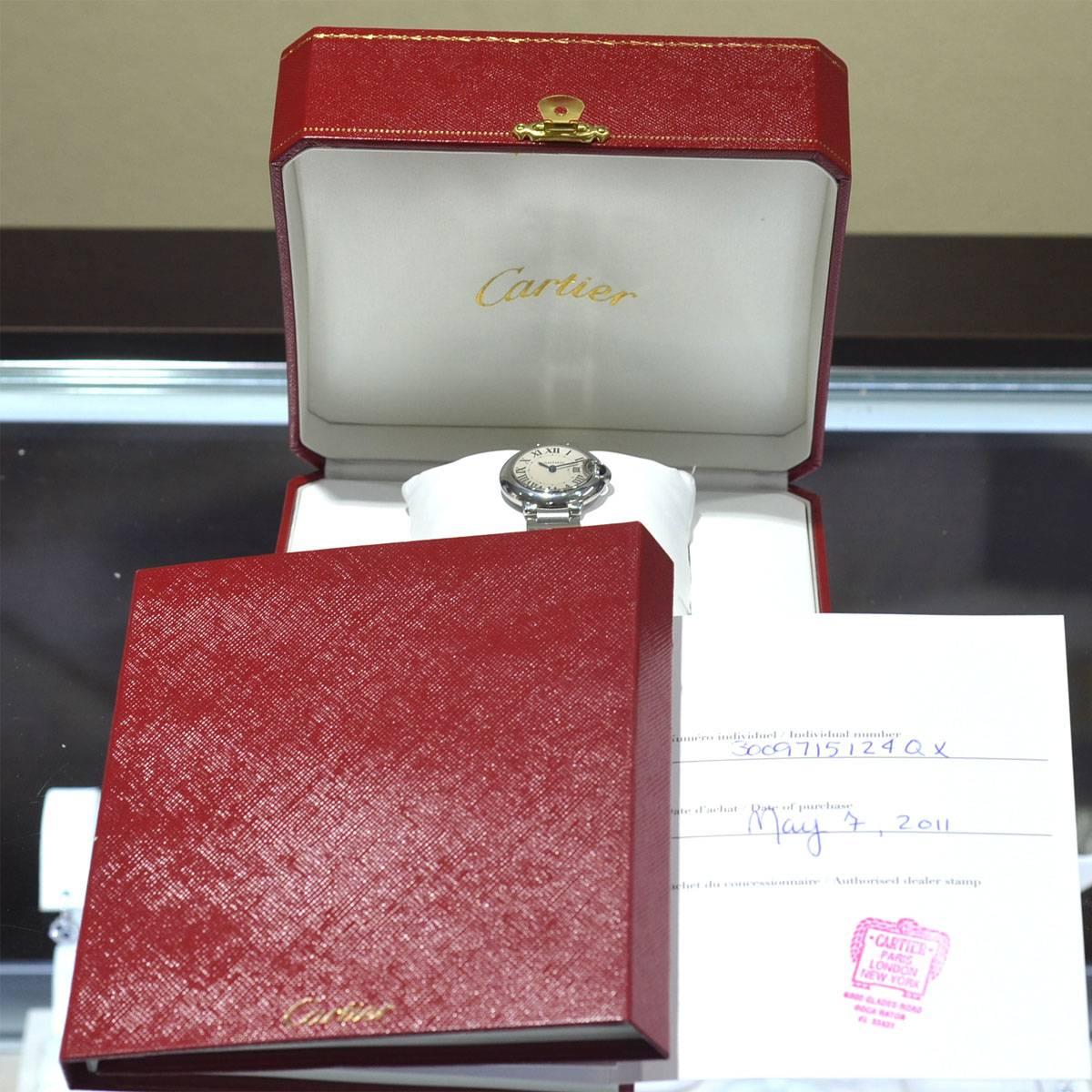 Cartier 3009 Ballon Bleu Stainless Steel Ladies Watch For Sale 3