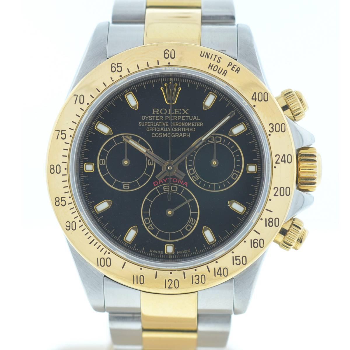 Company - Rolex
Model - Daytona
Case Metal - Stainless Steel
Case Measurement - 40mm
Bracelet - Stainless Steel & 18k Yellow Gold - Fits a 7