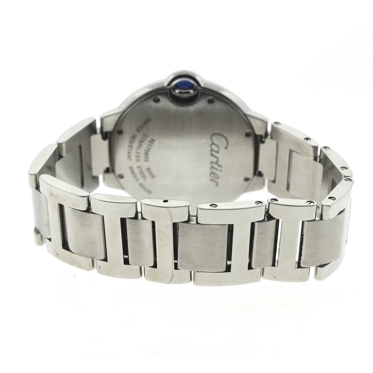 Cartier 3005 Ballon Bleu Midsize Stainless Steel Quartz Watch In Excellent Condition In Boca Raton, FL