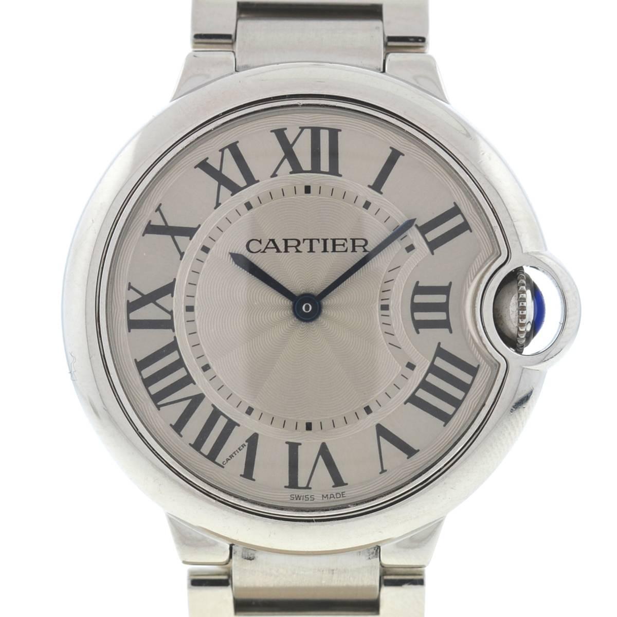 Company - Cartier
Model - Ballon Blue
Case Metal - Stainless Steel
Case Measurement - 36mm
Bracelet - Stainless Steel
Dial - Silver
Bezel - Stainless Steel
Crystal - Scratch Resistant Sapphire
Movement - Quartz
Features - Hours, Minutes
Includes -