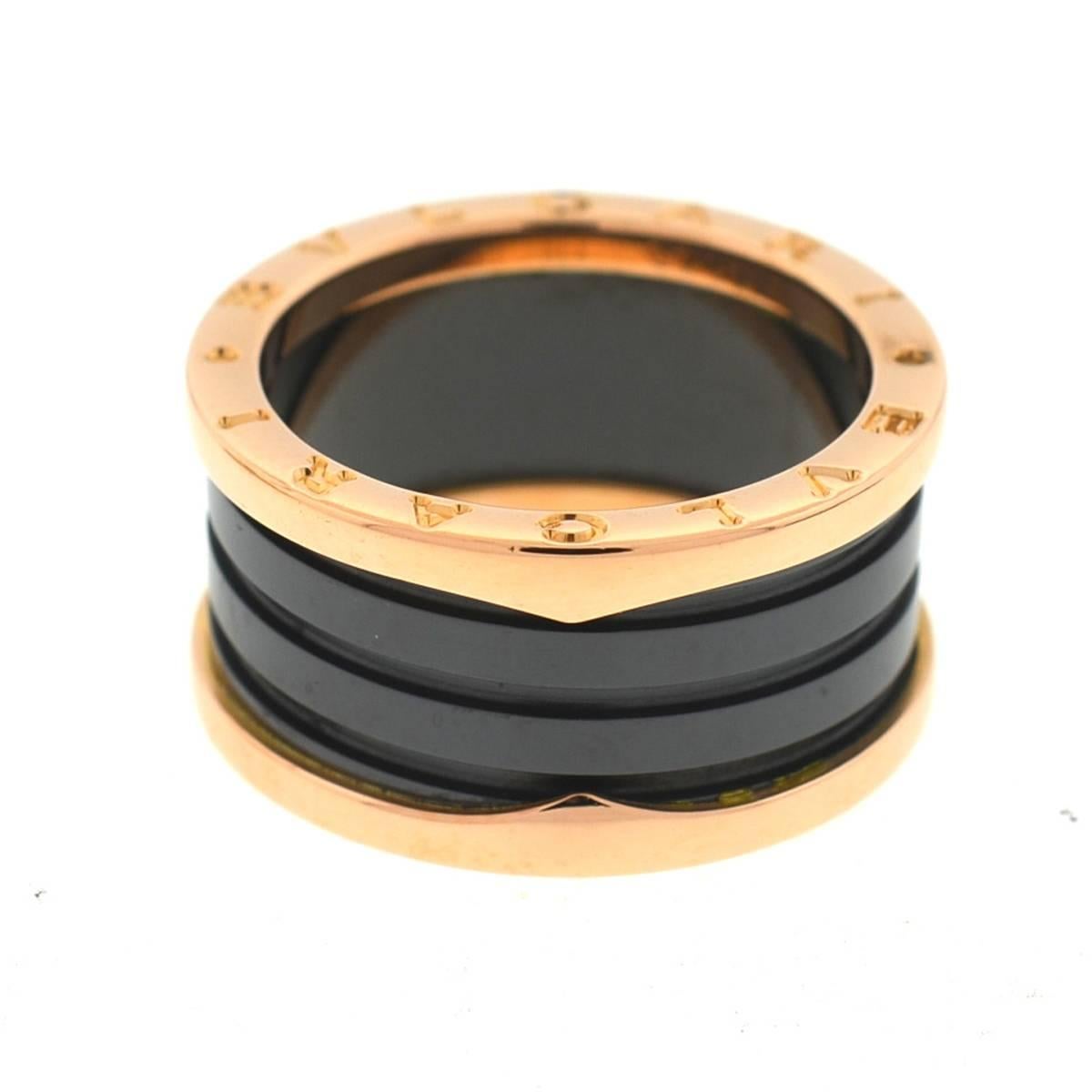 Company - Bvlgari
Style - B.Zero1
Metal - 18k Rose Gold and Black Ceramic
Size - 9
Width - 12mm
Includes - Ring only
8128-2ume