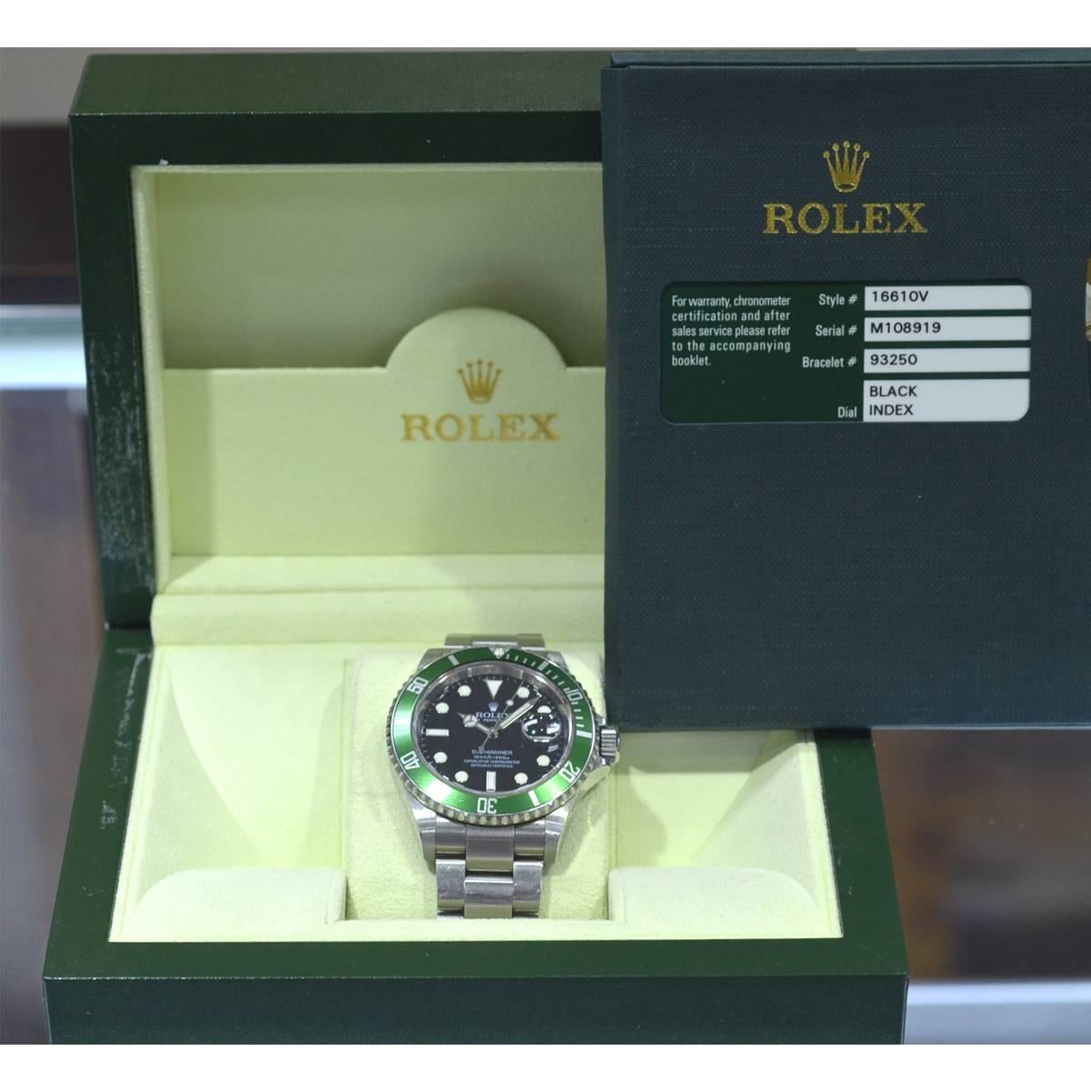 Rolex 16610V 50th Anniversary Kermit Green Bezel Submariner Watch 3