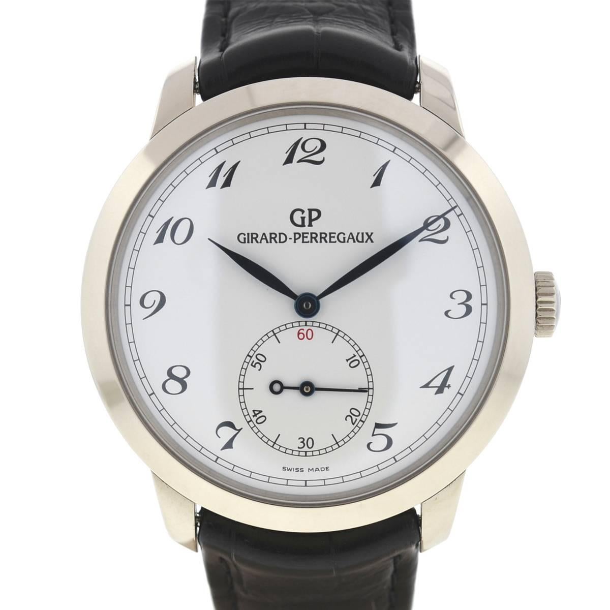 Company - GIRARD PERREGAUX
Model - GP 1966
Case Metal - 18k White Gold
Case Measurement - 40mm
Bracelet - Leather Strap
Dial - White
Bezel - 18k White Gold
Crystal - Scratch Resistant Sapphire
Movement - Automatic
Features - Hours, Minutes, and