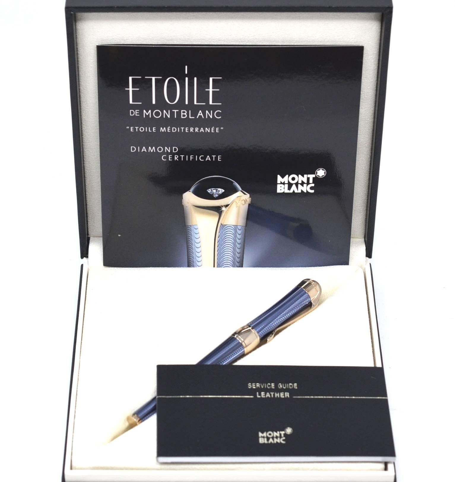 Company - Montblanc
Style - Mediterranee 
Type - Rollerball
Model - M25717
Includes - Pen, box and papers.
6690-1mee