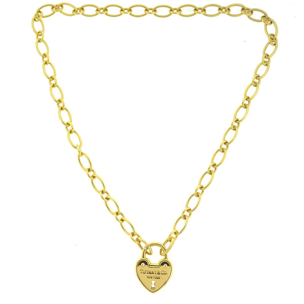 Tiffany & Co. 18 Karat Gold Heart Lock Necklace