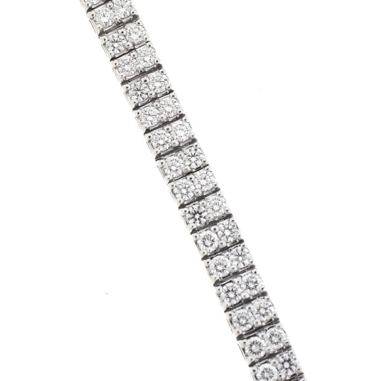 14 Karat White Gold Two-Row Diamond Tennis Bracelet at 1stDibs ...