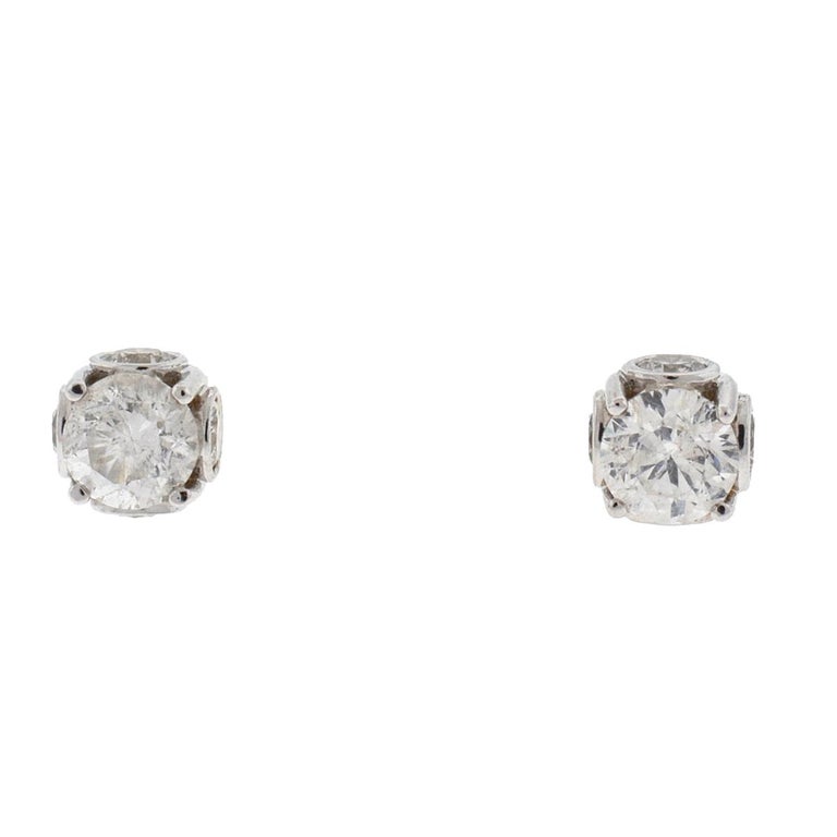 14 Karat White Gold Diamond Stud Earrings 2 15 Carat Tw For At 14 Karat White Gold Diamond Stud Earrings 2 15 Carat Tw For