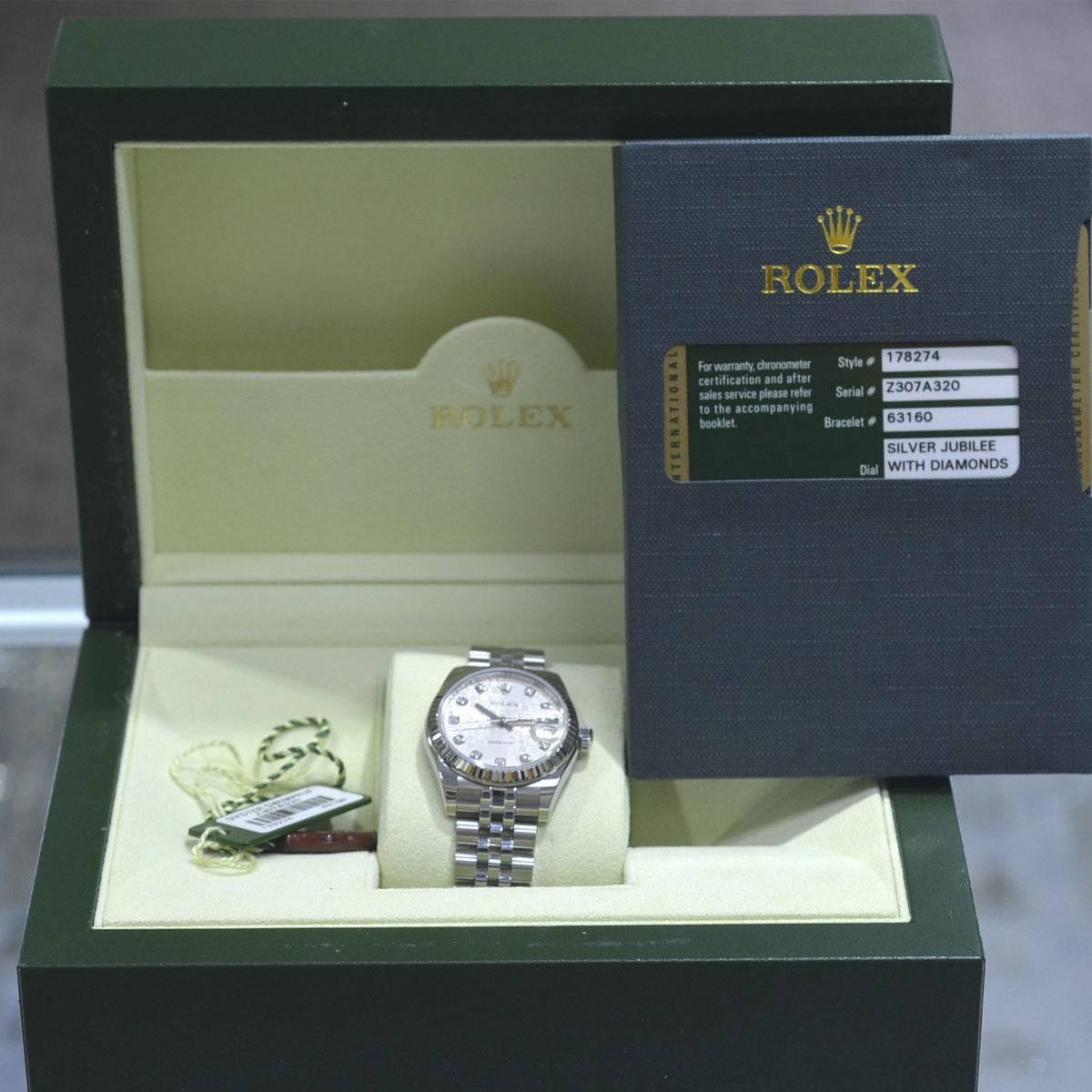 Rolex Ladies Stainless Steel Diamond Datejust Automatic Wristwatch Ref 178274 2