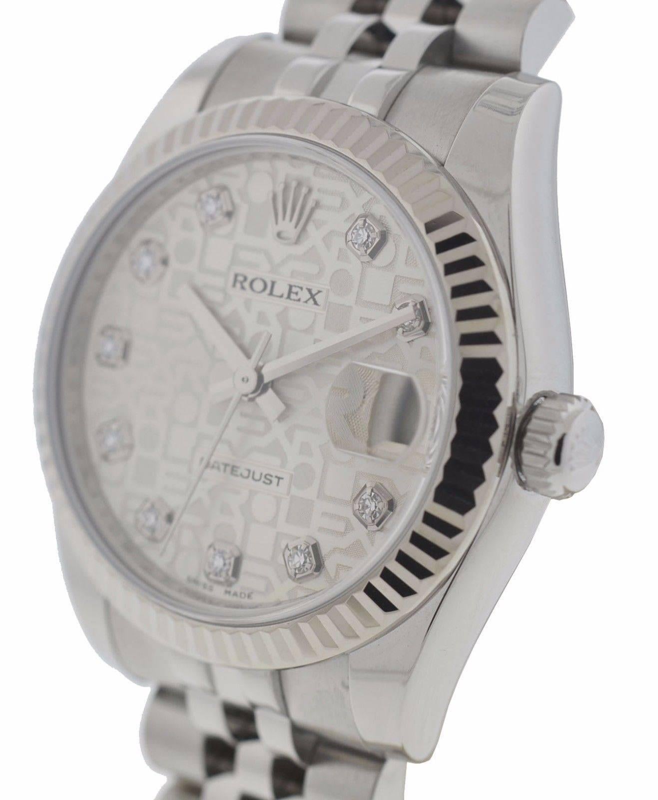 Rolex Ladies Stainless Steel Diamond Datejust Automatic Wristwatch Ref 178274 3