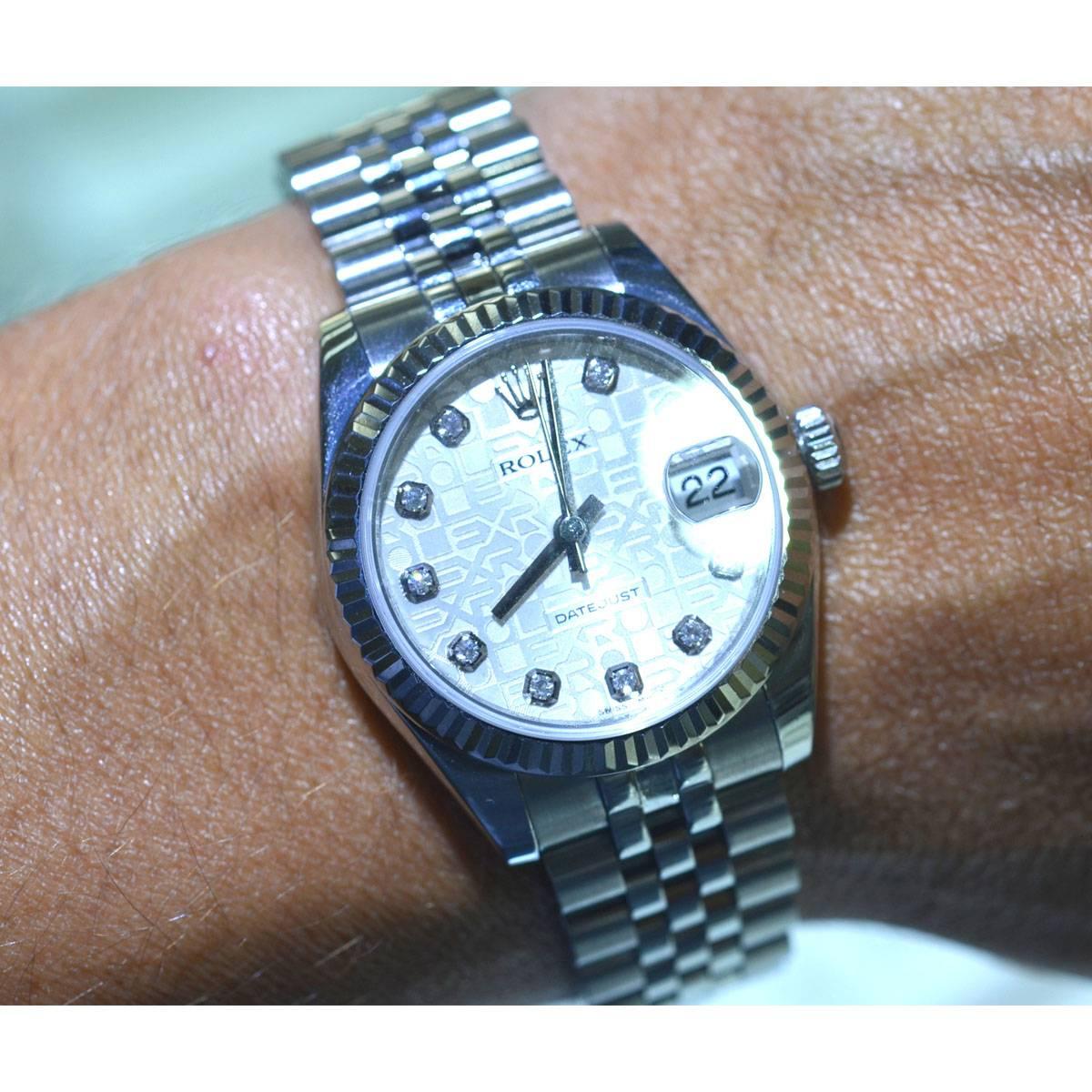 Rolex Ladies Stainless Steel Diamond Datejust Automatic Wristwatch Ref 178274 4