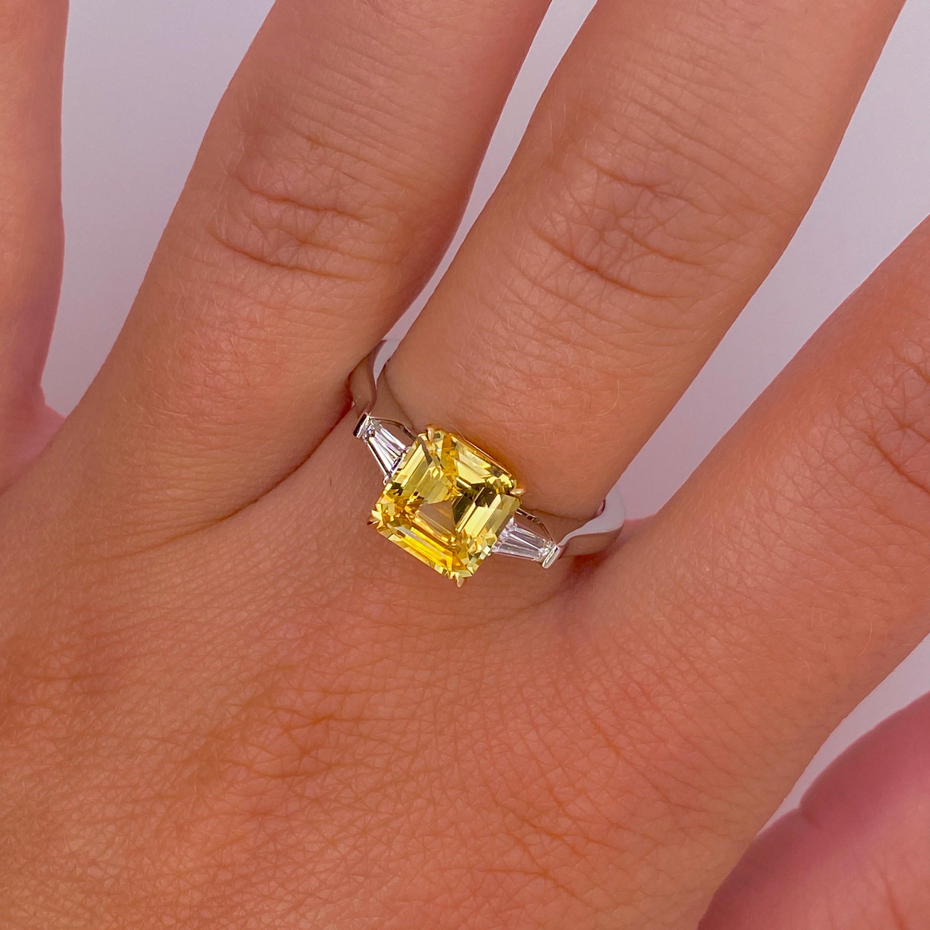 yellow sapphire ring emerald cut