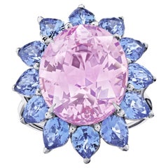 14,15 Karat Oval Rosa natürlicher unbehandelter Saphir und Platinring