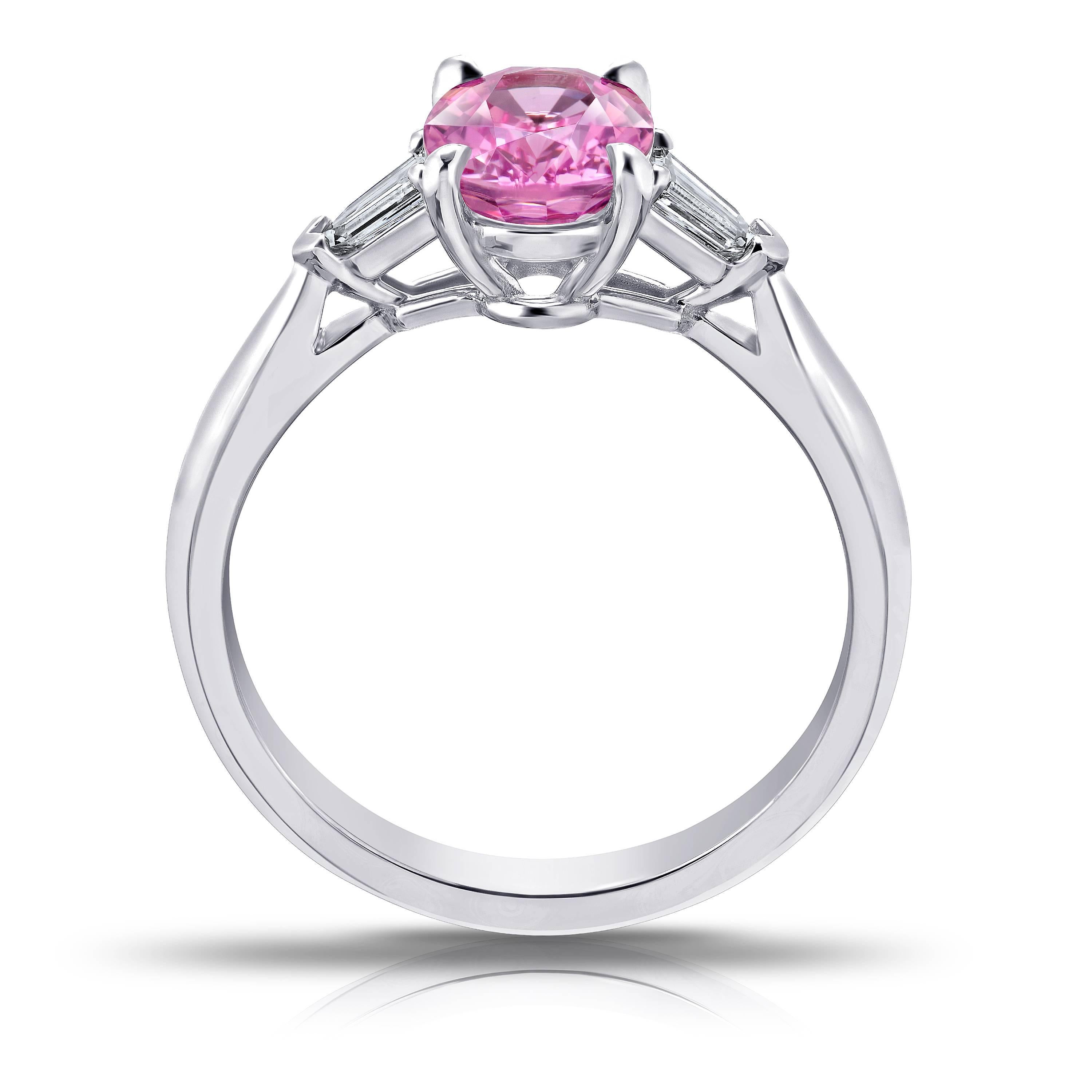 Contemporary 1.97 Carat Oval Pink Sapphire and Diamond Platinum Ring