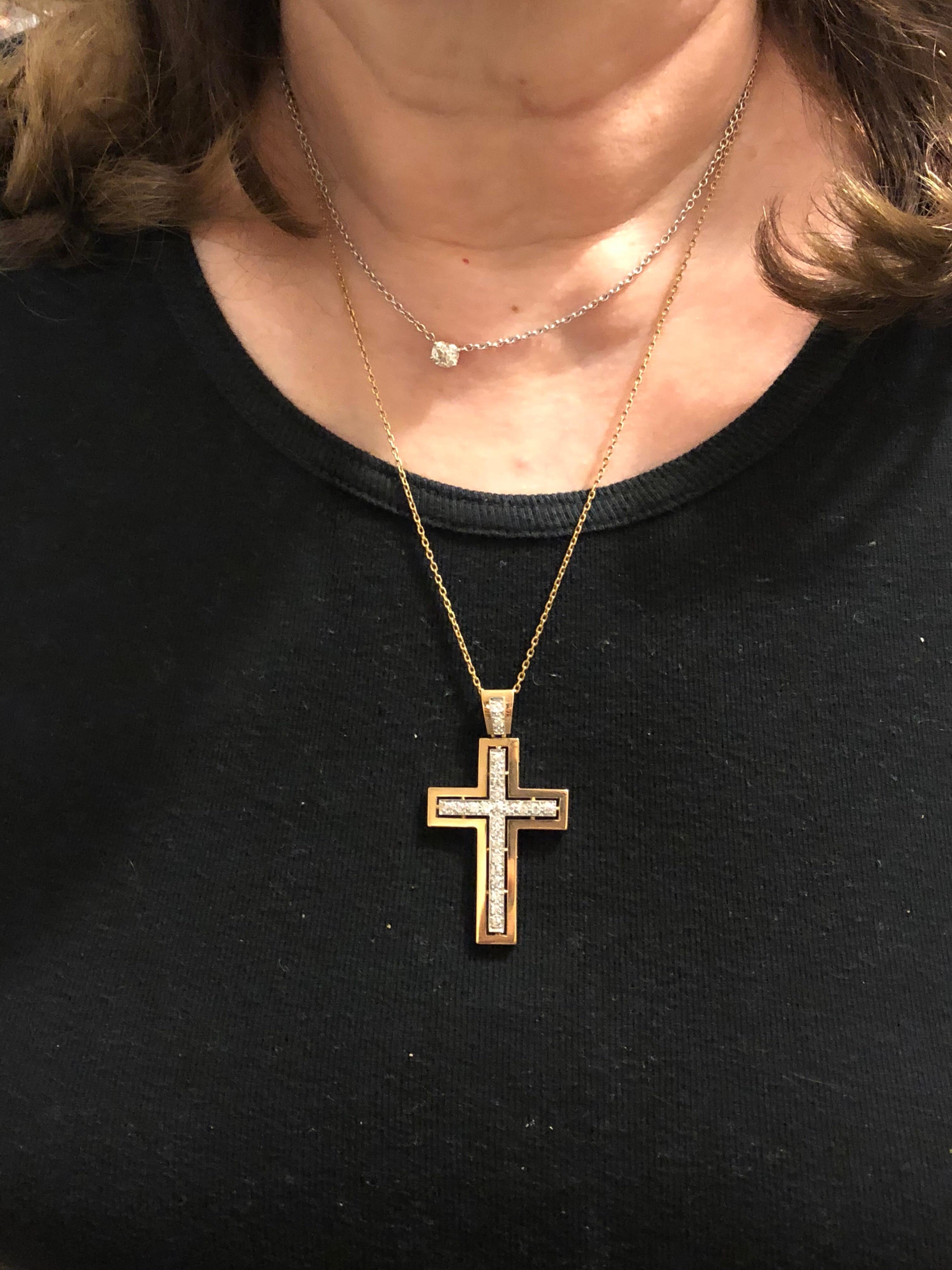 2 Carat Gold and Diamonds French Antique Cross 4