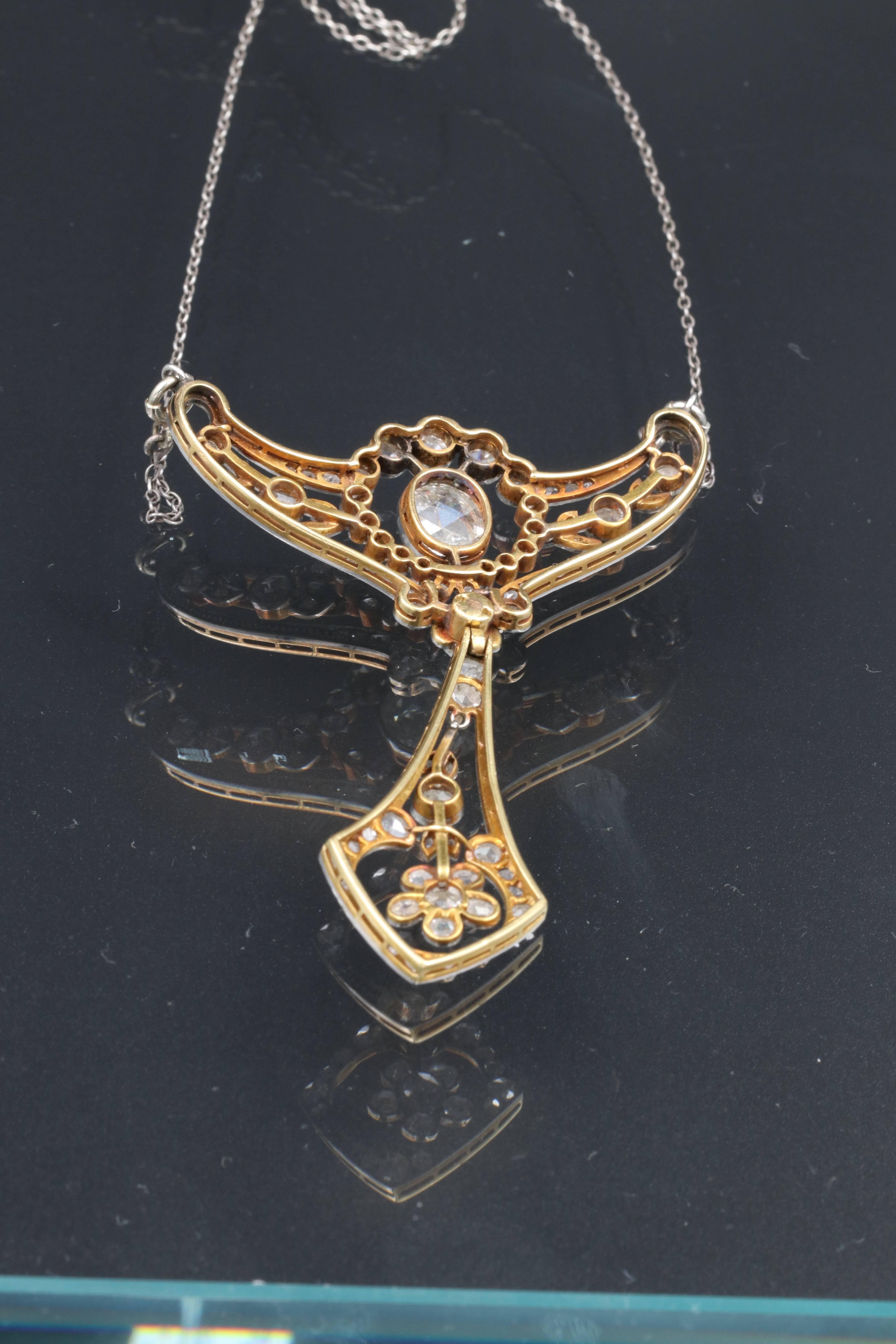 Gold and Diamonds French Belle Époque Pendant In Good Condition In Saint-Ouen, FR