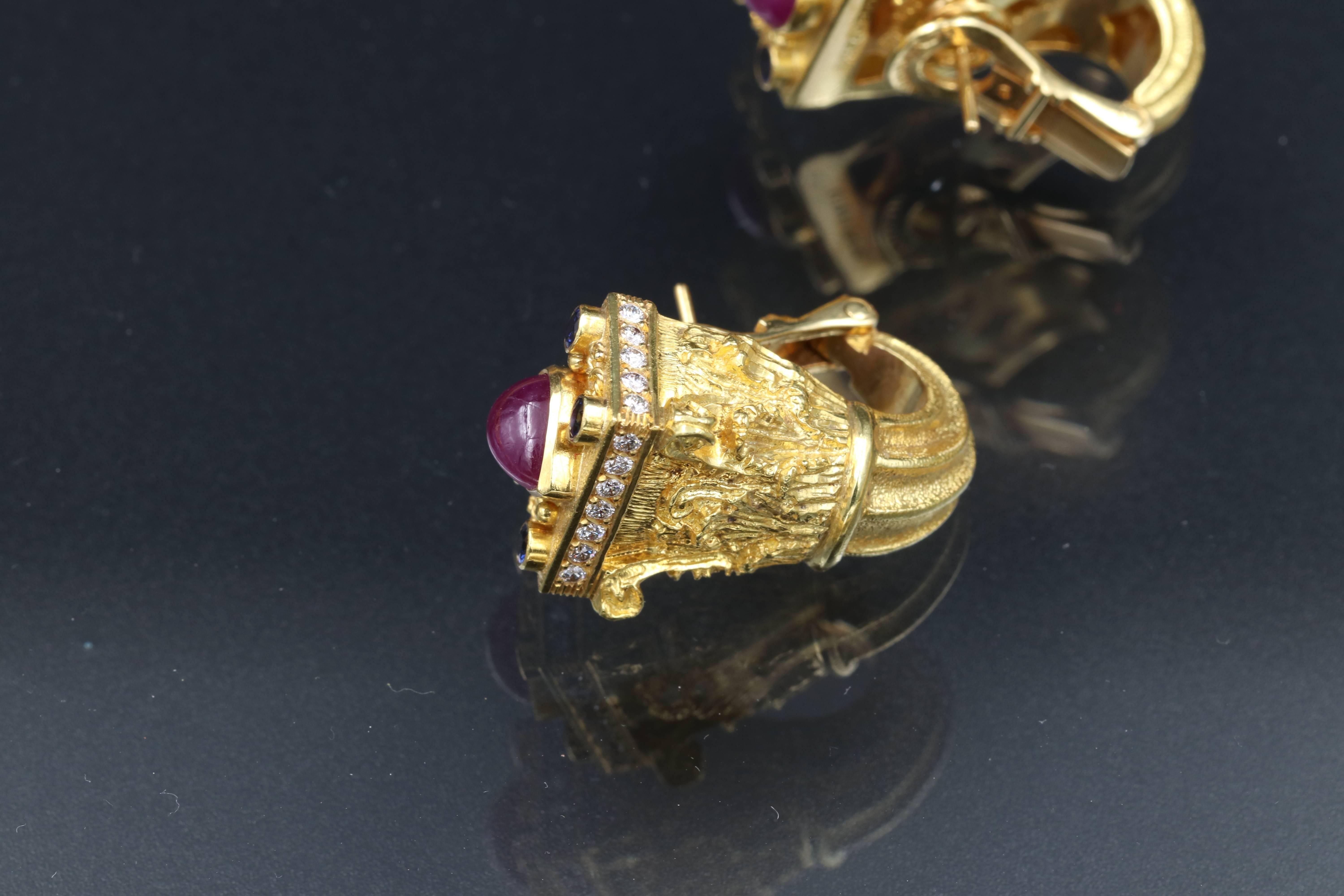Women's Gold, Diamonds, Rubies and Sapphires Set by Maramenos