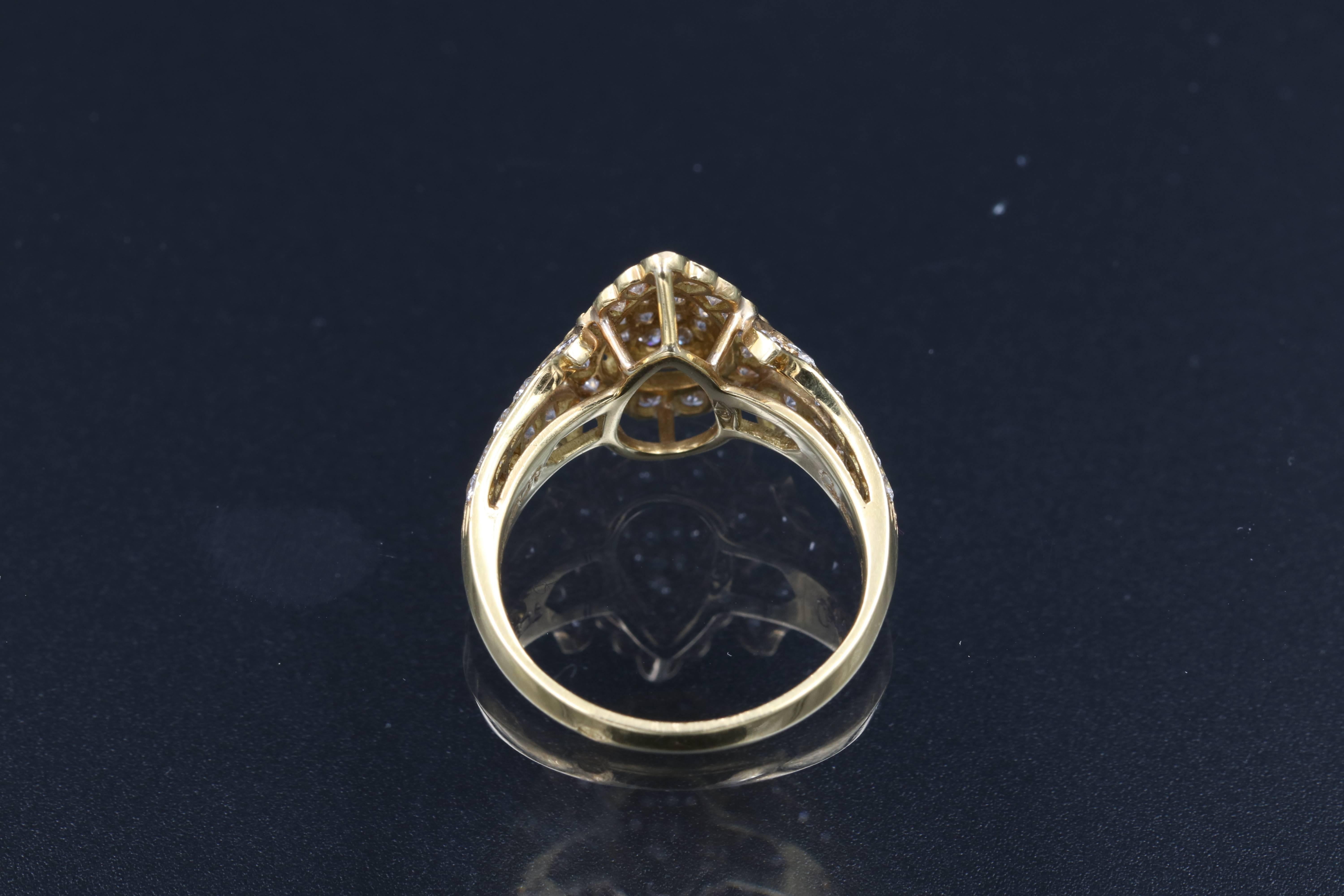 Round Cut Gold and Diamonds Cartier Ring