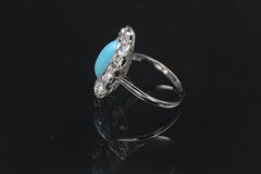 Antique Turquoise Cabochon Diamond Ring