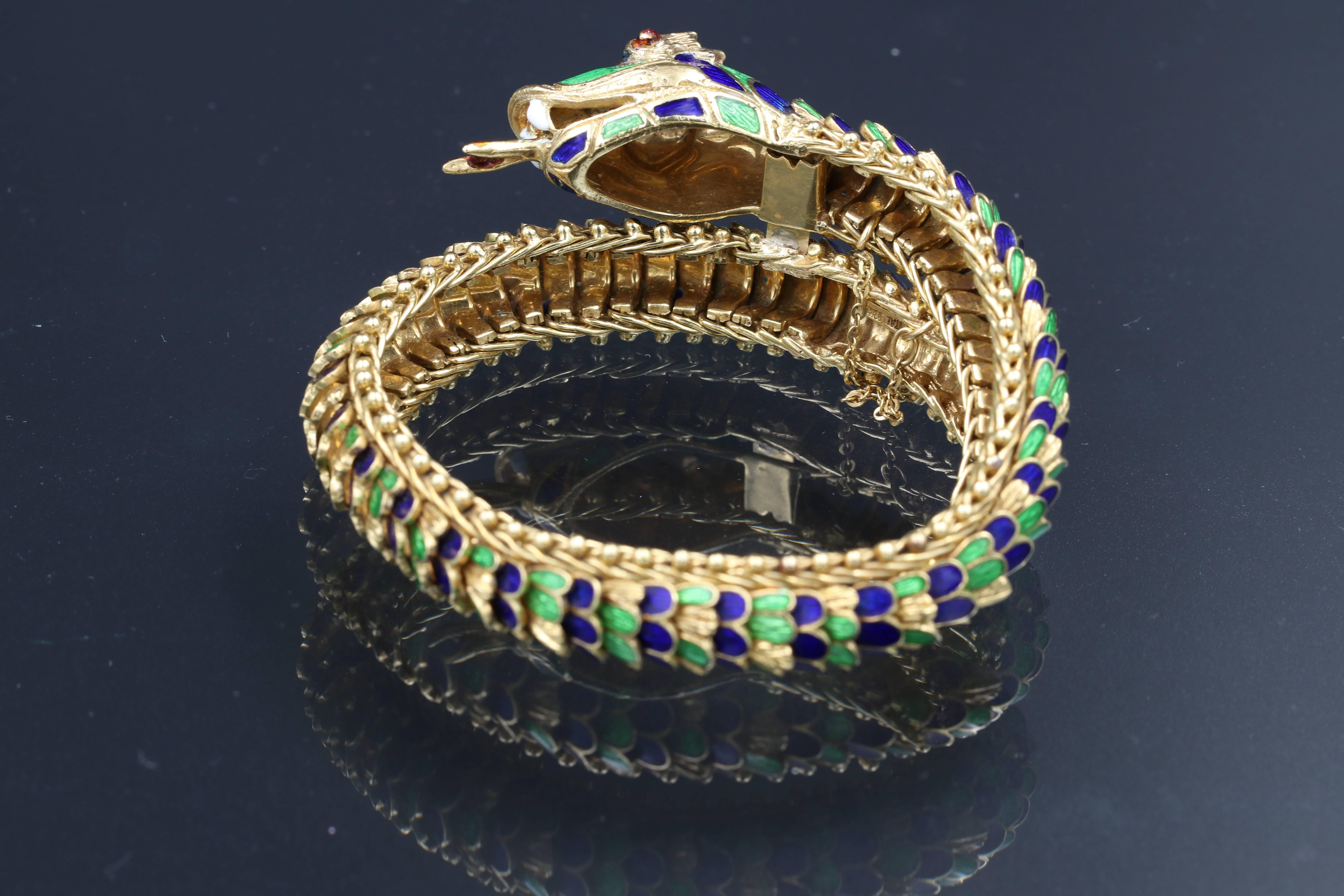 Articulated Gold, Enamel and Diamonds Snake Bracelet 1