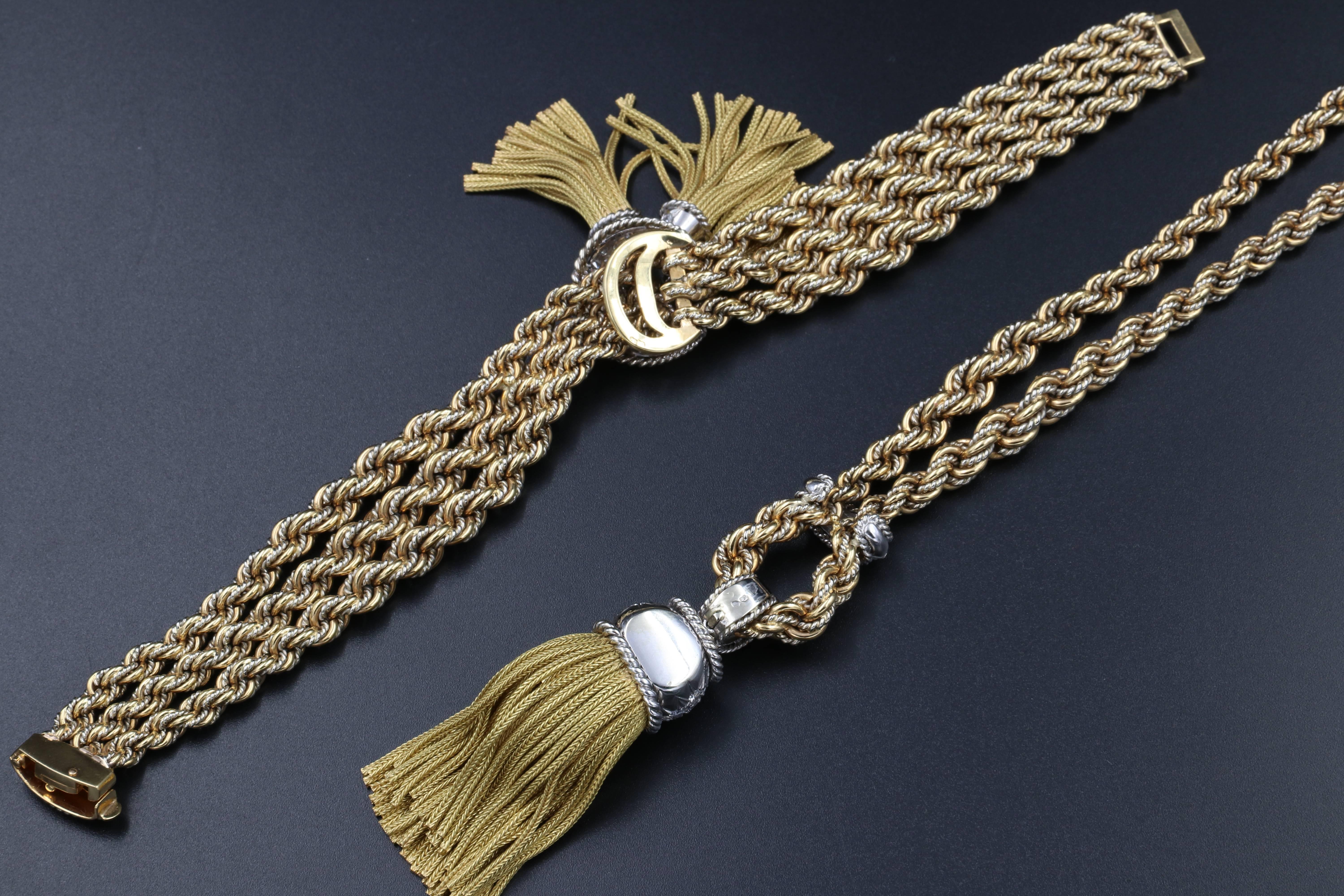 Gold, Platinum and Diamonds French Necklace and Bracelet Set 2