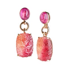 Pink Tourmaline Gold Drop Earrings