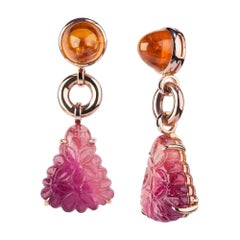 Tourmaline, Mandarin Garnet, Rose Gold, Valadier Drop Earrings
