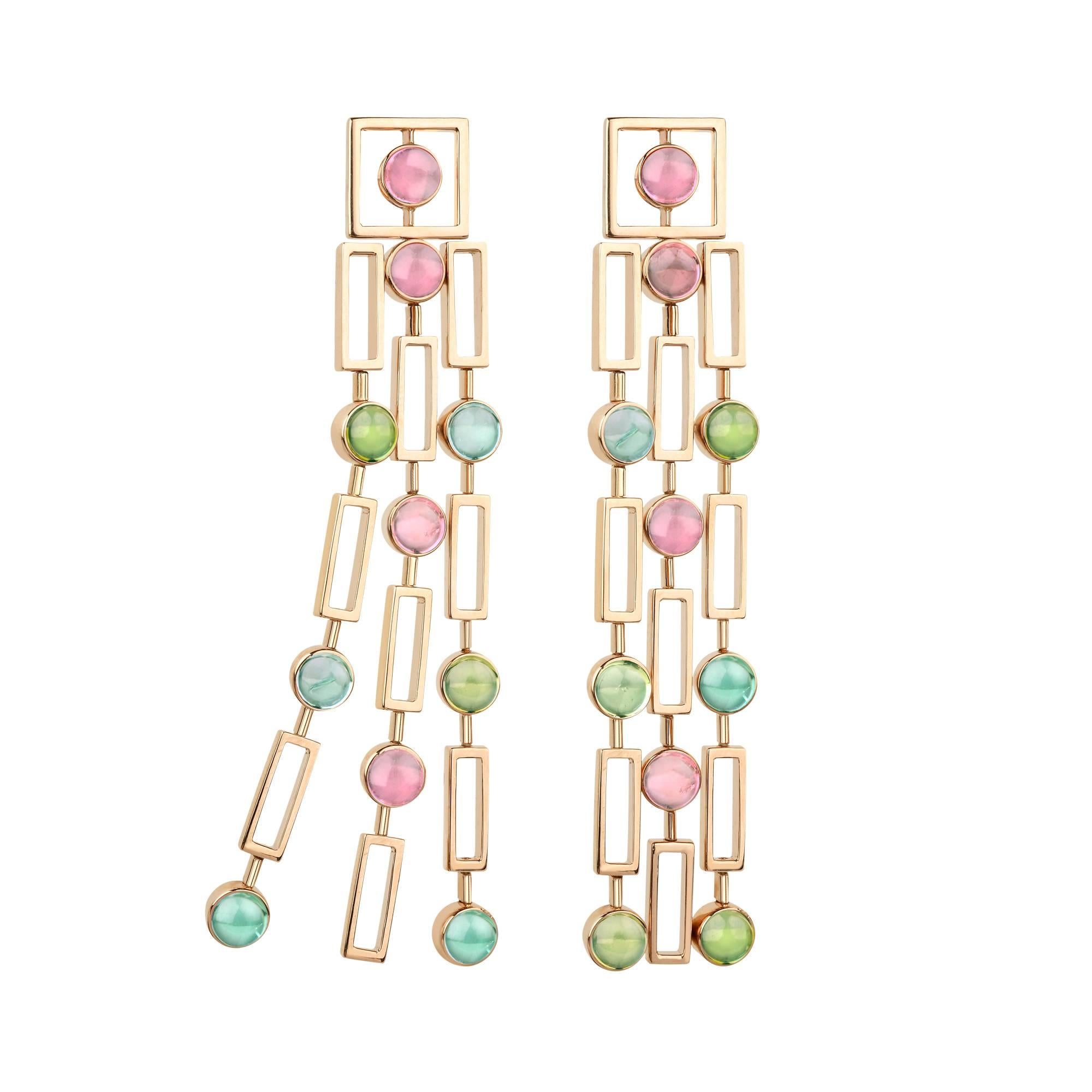 Cabochon Tourmaline "Tribute to Klimt" Valadier Earrings For Sale