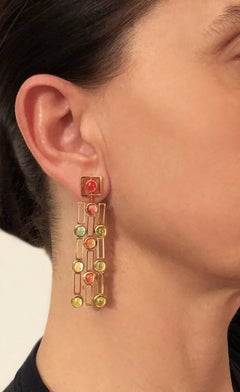 Cabochon Tourmaline "Tribute to Klimt" Valadier Earrings