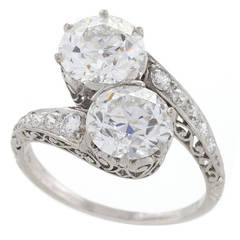Early Art Deco Diamond Platinum Crossover Ring