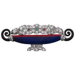 Kohn Art Deco Jeweled Jardiniere Brooch 3