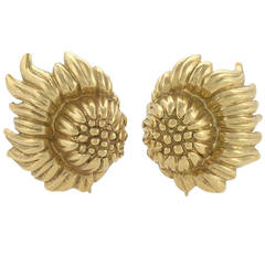 Vintage Gold Sunflower Earrings
