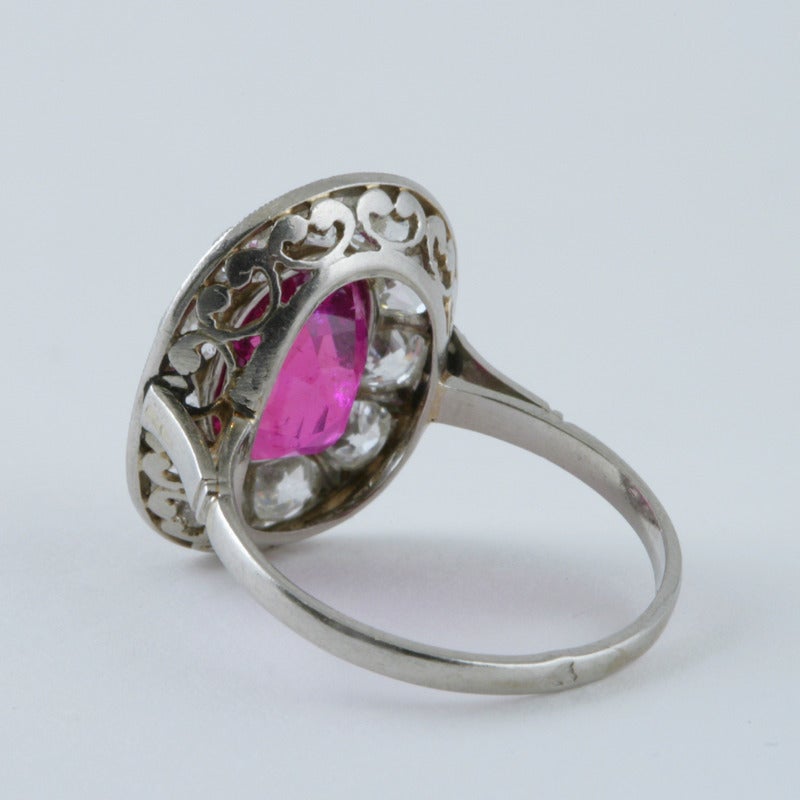 Belle Époque Ceylon Pink Sapphire and Diamond Halo Ring 