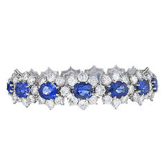 Van Cleef & Arpels Sapphire Diamond Platinum Bracelet