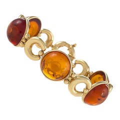 Italian Amber Gold Link Bracelet
