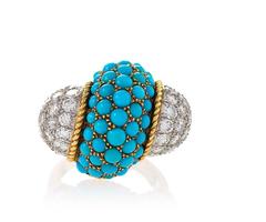 Cartier 1960s Turquoise, Diamond and Gold Cocktail or Dinner Ring