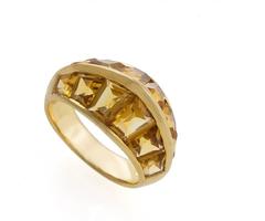 René Boivin/Suzanne Belperron Art Deco 'Crest' Citrine and Gold Ring 