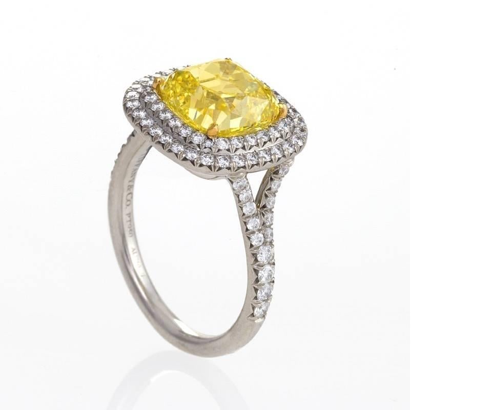 Tiffany & Co. Natural Fancy Intense Yellow Diamond and Platinum Ring In Excellent Condition In New York, NY