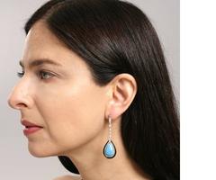 Georges Fouquet French Art Deco Turquoise, Diamond, Platinum and Enamel Earrings