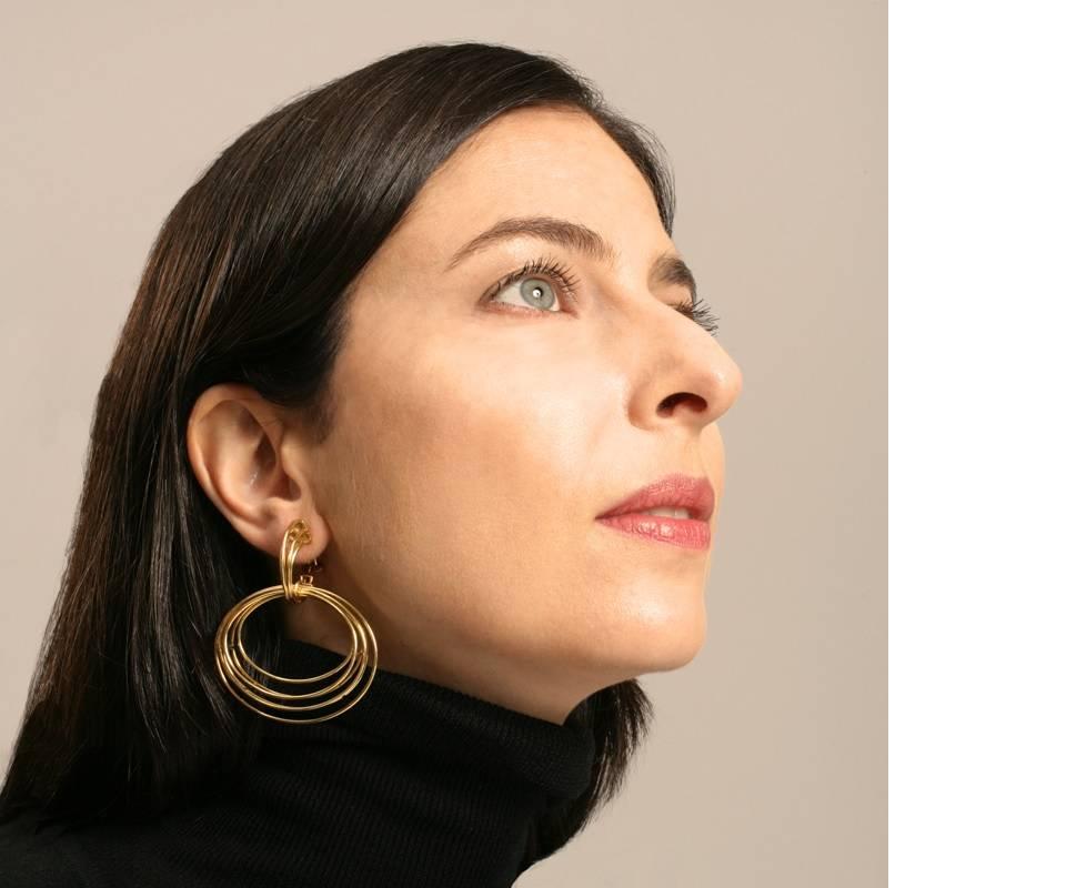 Italian 1970's  Modernist Gold Earrings In Excellent Condition In New York, NY